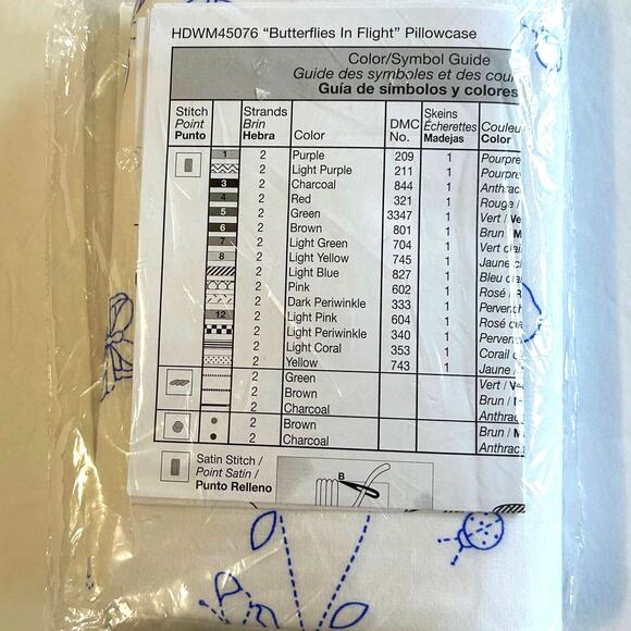 Bucilla Butterflies in Flight Needlepoint Stamped Pillowcases #WM45176 NIP - Picture 7 of 7